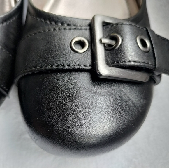 Ecco | Black Leather Wedge Shoes with Silver Buckle Womens Size 38 Womens 8 - Picture 6 of 13